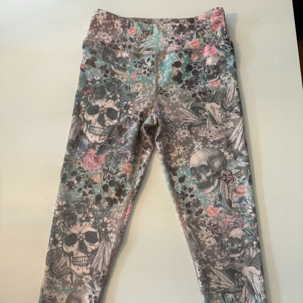 Evolution and Creation Sugar Skull Dream Catcher Yoga Leggings M